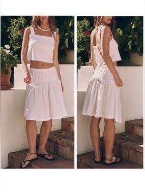 Free People Free-Est Thea Ivory 2 Piece Cotton Skirt Set NWT Size Small
